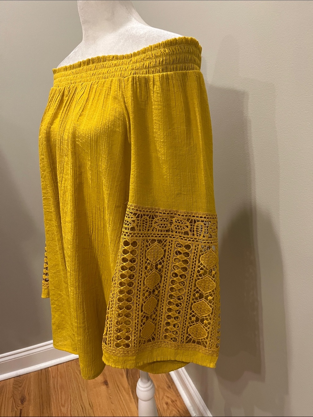 EST. 1946 Mustard Yellow Off the Shoulder Blouse